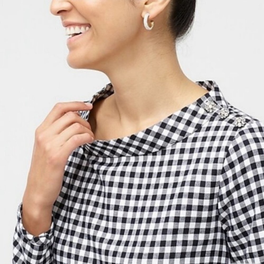 NWT J. Crew Black & White Gingham Dress Size S - Picture 2 of 10